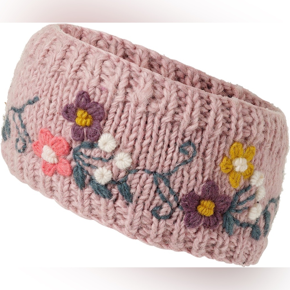Ambler petal Floral Embroidered Wool Hand Knit Headband